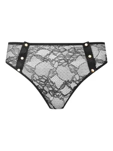Кружевное стринги с высокой талией на пуговицах Maison Close, черный