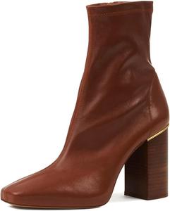 Женские ботильоны Pazzion на толстом высоком каблуке с квадратным носком, с растягивающимися боковыми молниями, повседневная обувь для работы и покупок, размер 4-16 US, Brown