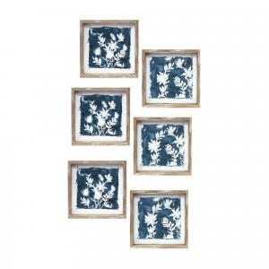 Набор картин Melrose International в деревянной рамке, 6 штук, белый / синий / коричневый