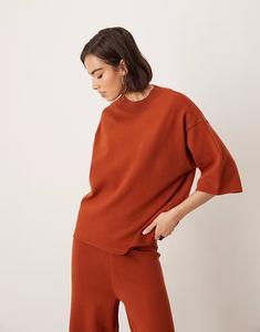 Трикотажная структурированная футболка Asos Design, оранжево-коричневый