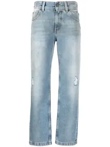 Прямые джинсы с эффектом потертости PALM ANGELS, синий