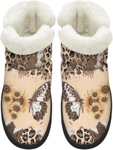 Женские удобные зимние сапоги для прогулок с противоскользящей подошвой EVA, сапоги средней длины до икры, с искусственным мехом, размеры 4.5-12 Chririnla, Leopard-Print Butterfly