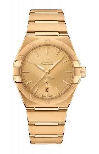 Часы Omega Constellation co‑axial master chronometer из желтого золота 39 мм