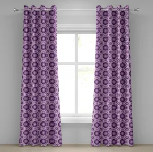 Шторы на люверсах ABAKUHAUS сиреневого цвета с градиентным и геометрическим рисунком в виде кругов, внутренними линиями и цифровым рисунком в виде шаров, декоративные двухпанельные шторы, 280 см x 175 см, фиолетовый