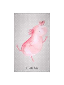 Mr. & Mrs. Panda Полотенце с изображением аксолотля, танцующего без слов, пастельно-серого цвета