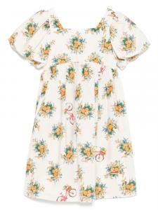 Платье Moschino Kids с цветочным принтом, нейтральный