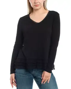 Футболка с кружевной вставкой, выполненная в смешанной технике. Wilt Clothing, черный