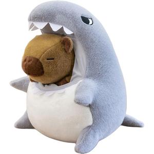 Плюшевая игрушка животное крокодил акула капибара, высота 35см/45см/55см WADORN, светло-голубой