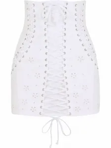 Юбка мини со шнуровкой и вышивкой DOLCE & GABBANA, белый