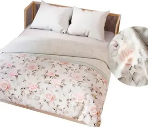 Постельное белье из хлопкового сатина ROSALINA - Rose Dream, экрю, розовый - 160x200 см MARKIZETA HOME