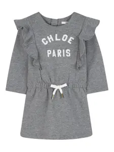 Платье с логотипом Chloé Kids, серый