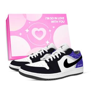 Jordan Кроссовки баскетбольные Air 1 Vintage Unisex низкие Black, White, Purple