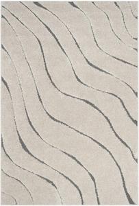 Ковер SAFAVIEH, 201 x 201 см, Florida Shag Collection, Cream & Grey, без линьки и простой в уходе, идеален для помещений с высокой проходимостью в гостиной, спальне (SG472-1180)