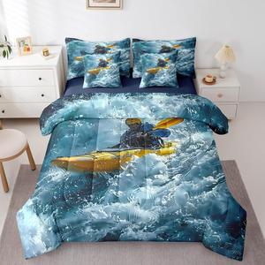 Erosebridal Комплект постельного белья Rowing 7 Piece с морской тематикой и спортивным дизайном для детей и взрослых, Blue Yellow