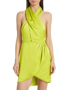 Мини-платье Jona Satin с воротником халтер Ramy Brook, цвет Lime