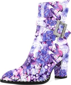 Женские ботильоны Eldof с округлым носком, массивным каблуком, бусинами, осенние короткие ботинки с пряжкой, боковой молнией, каблук 7,5 см