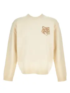 Свитер с интарсией в виде головы лисы Maison Kitsuné, нейтральный