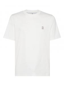 Футболка с логотипом Brunello Cucinelli, нейтральный