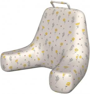 Наволочка для подушки для чтения Lunarable с цветочным узором, контурные цветы, листья и крошечные божьи коровки, весенняя флора, мягкая набивная наволочка, размер XL, цвет шампанского желтого., Champagne Yellow