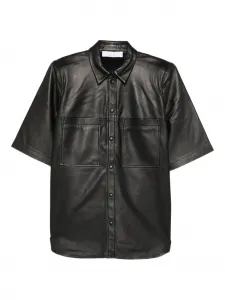 Кожаная рубашка с короткими рукавами Iro, черный
