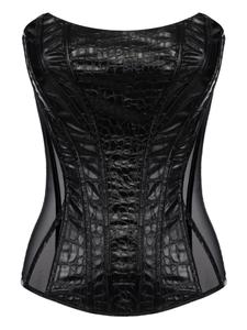 Топ Elisabetta Franchi crocodile-effect corset top, черный