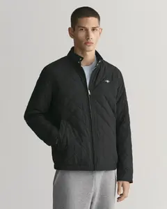 Стеганая куртка Gant "QUILTED WINDCHEATER", с ромбовидной стежкой, черный