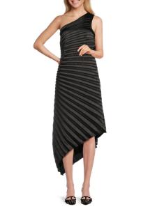 Асимметричное плиссированное платье-миди Bebe, черный