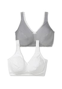 Комфортный бюстгальтер без косточек, в двойной упаковке sheego, цвет Anthrazit+Weiß