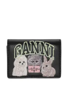 Кошелек с графичным принтом GANNI, черный