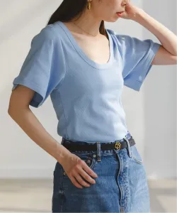 Футболка с U-образным вырезом в рубчик от Мален Биргер Noble, цвет Saxe Blue