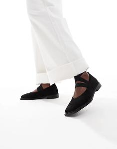 Гламурные туфли Мэри Джейн с квадратным носком в черном цвете