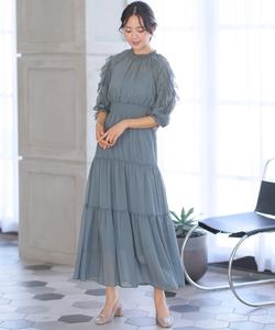 Свадебное платье из шифона с оборками на рукавах, платье для приглашений, вечернее платье, платье для встречи выпускников Pourvous, цвет Grayish Blue