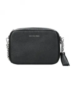 Черная кожаная сумка через плечо с кисточкой Michael Kors, черный