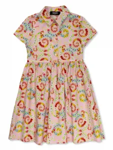 Платье с цветочным принтом Versace Kids, розовый