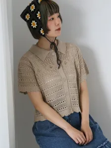 Кардиган с ажурным воротником