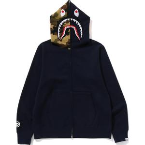 Бейп свитшот с капюшоном Swarovski Shark на молнии A BATHING APE, синий