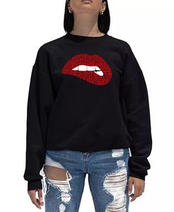 Женская толстовка Word Art Crewneck Savage Lips LA Pop Art, черный