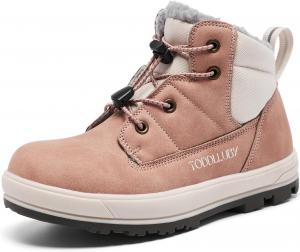 Мальчики и девочки зимние сапожки с искусственным мехом, утепленные, для улицы, водонепроницаемые, противоскользящие, удобные, для холодной погоды, для маленьких детей/старших детей TODDLLUBY, Md-Pink