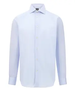 Хлопковая рубашка жаккард стандартного кроя Boggi Milano, синий