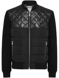 Philipp Plein кожаный бомбер, черный