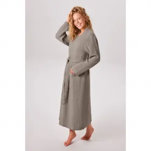 Мой домашний халат Bademantel Juna Musselin, идеально для сауны и спа, гостиничный халат, утренний халат 1 шт., современный, легкий, 100% хлопок My Home, серо-коричневый