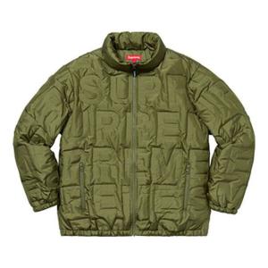 Куртка bonded logo puffy jacket 'olive green' Supreme, зеленый