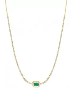 Изысканное ожерелье с подвеской Effy из 14-каратного золота с изумрудом (1/2 карата) и бриллиантом (1-5/8 карата), длина 18 дюймов + удлинитель 1 дюйм Effy Collection, emerald