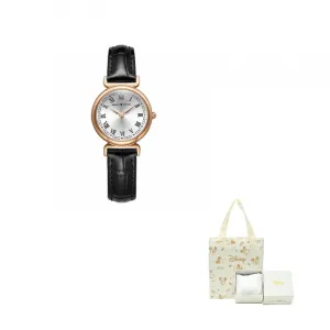 Disney Часы Quiet Luxury Small Brown Watch Collection Quartz Movement Genuine Leather Strap Watch Women's Watch Gold Dial
