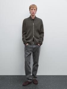 Кардиган на молнии из 100% хлопка Massimo Dutti, антрацитово-серый