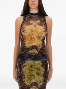 Топ без рукавов с принтованным рисунком Jean Paul Gaultier, бежевый