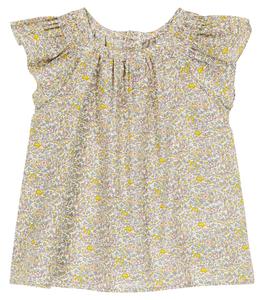 Платье из хлопка с цветочным принтом Bonpoint, Fleurs Ecru