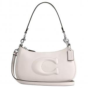 COACH Терри гладкая кожаная сумка кроссбоди среднего размера женская меловая