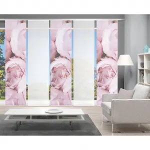 Карнизная штора ROSANA комплект из 5 шт., с панельной кареткой, 5 шт., имитация бамбука, цифровая печать Vision S, Rosé