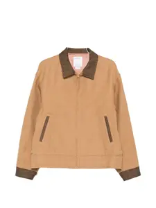 Куртка на молнии с контрастным воротником Visvim, бежевый